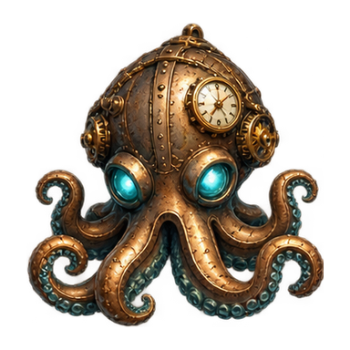 bronze clockwork octopus head